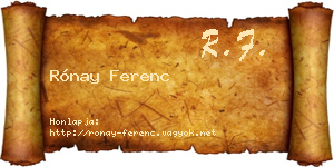 Rónay Ferenc névjegykártya