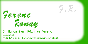 ferenc ronay business card